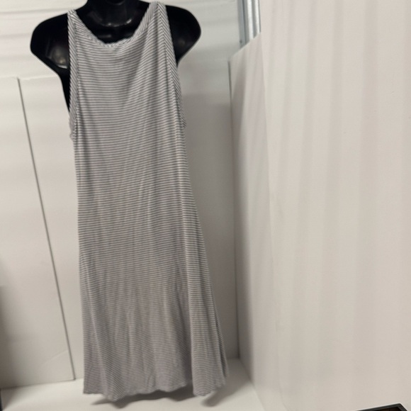 Monteau Gray Striped Maxi Dress Size L - Picture 4 of 5